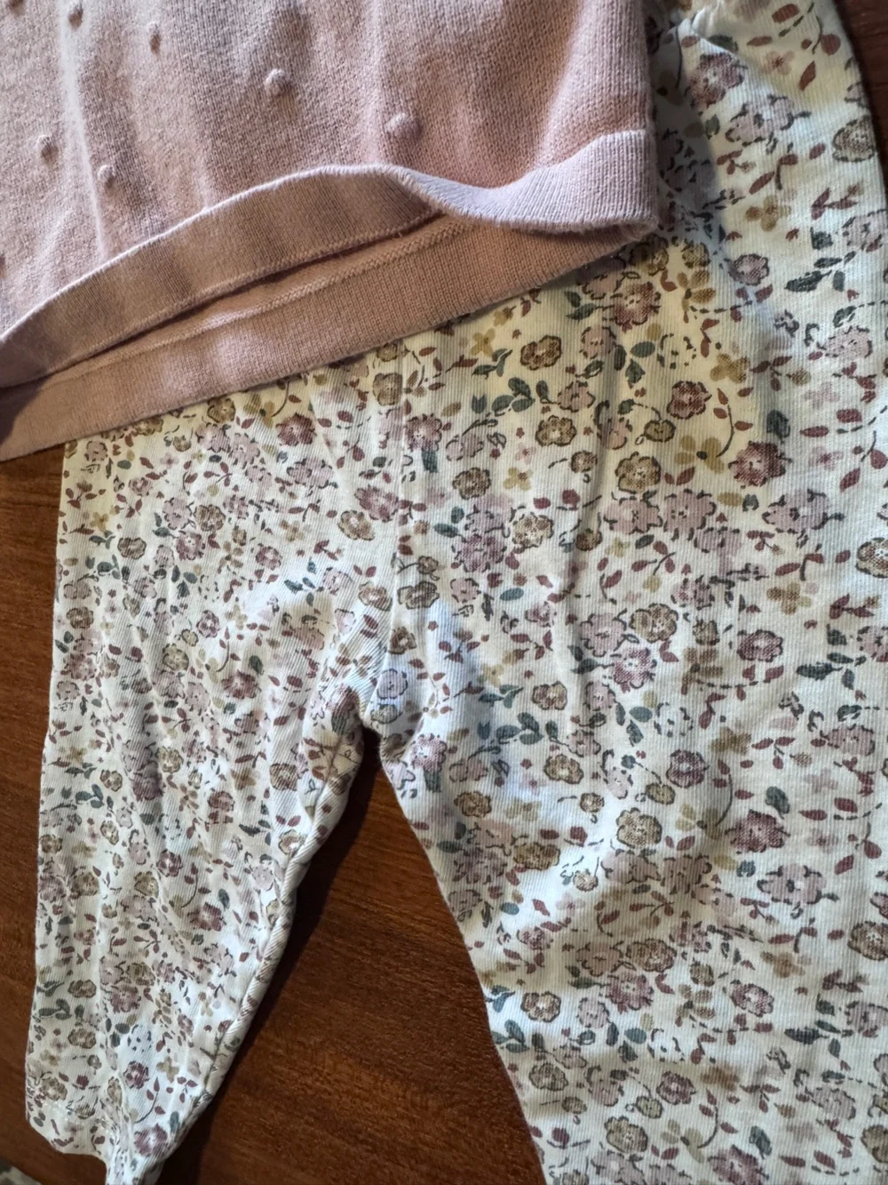 Pink Knit Sweater & Floral Legging Kids Matching Set